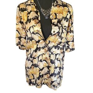 Nicole Miller SILK sheep Blouse L
